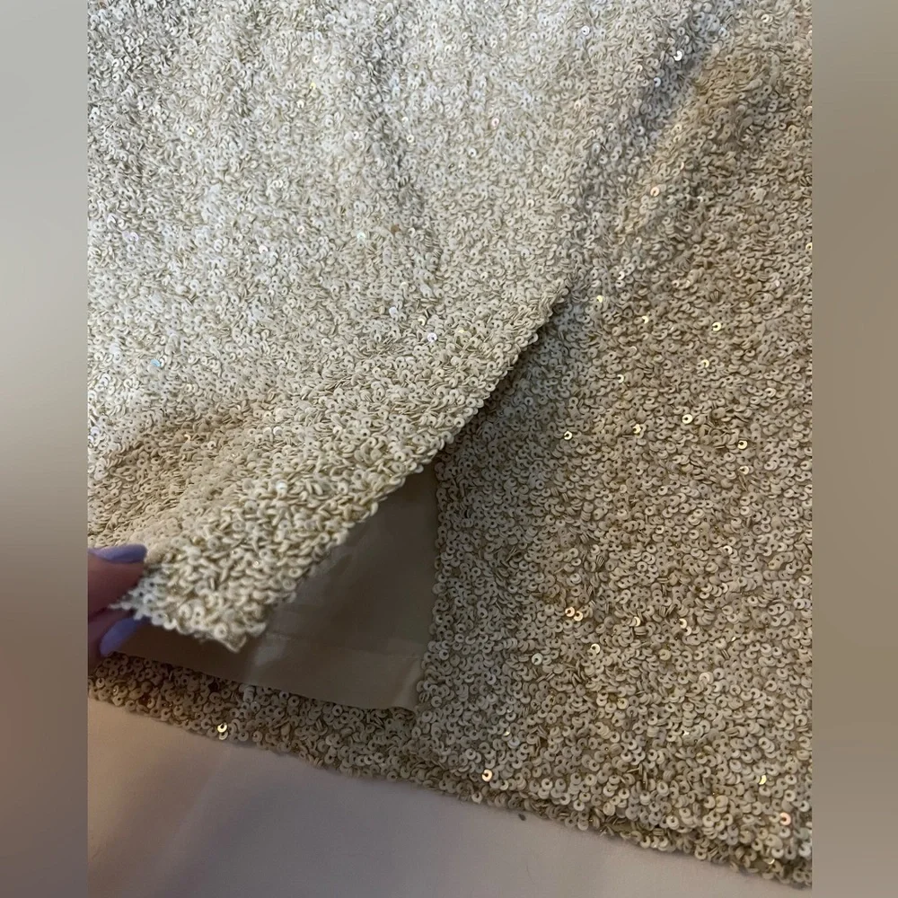 Vintage Beverly & Monika Cream Sequin Skirt Large